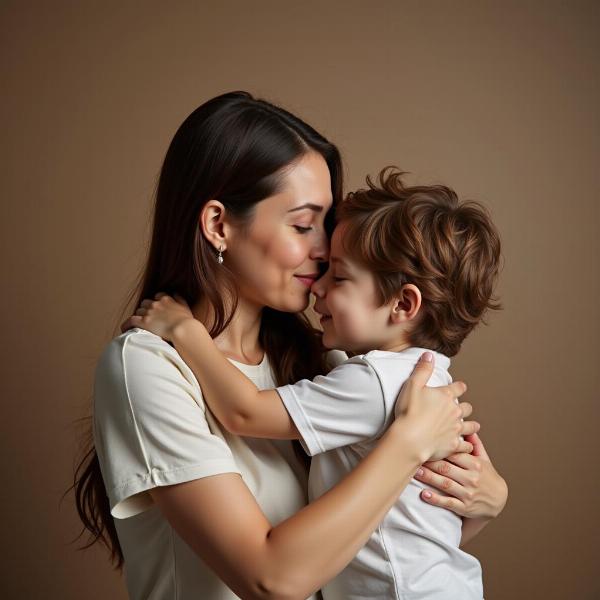 Amore di una madre e figlio: Un abbraccio caloroso