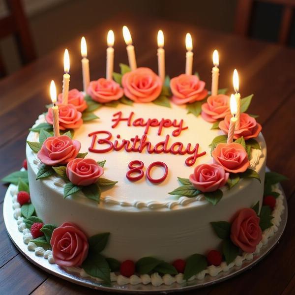 Torta di compleanno per gli 80 anni di una donna