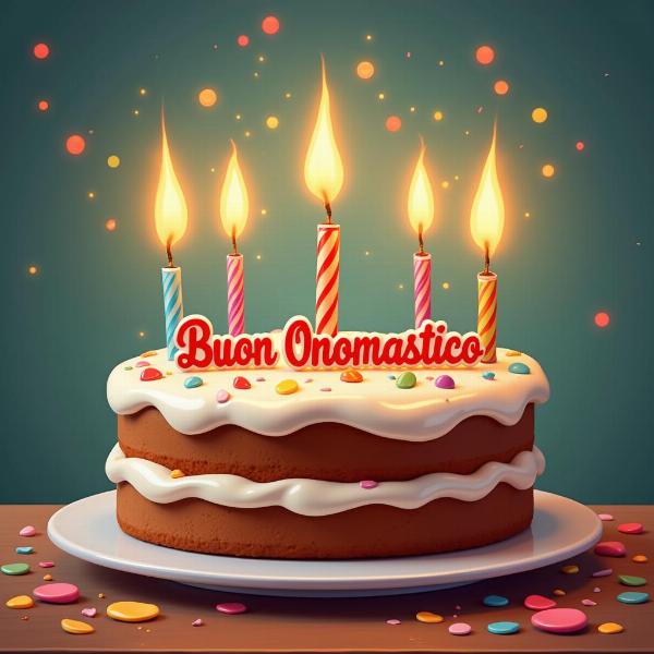 Auguri di Buon Onomastico con Torta Festosa