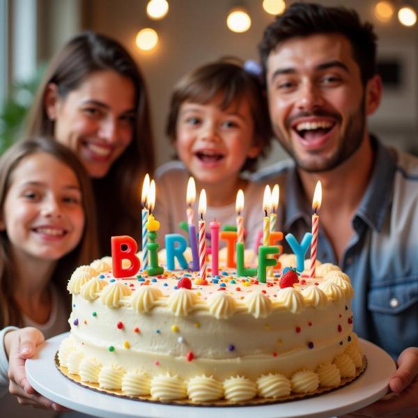 Auguri di compleanno per un figlio con torta