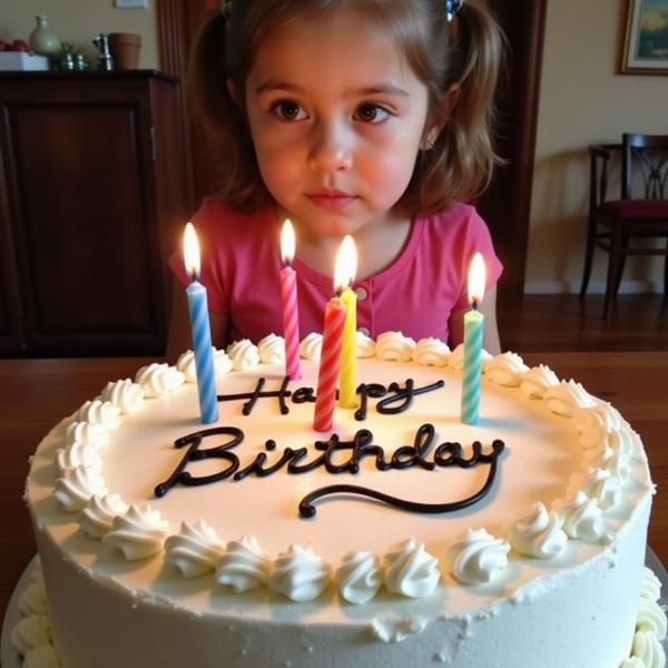 Torta di compleanno con candele e scritta "Buon Compleanno"