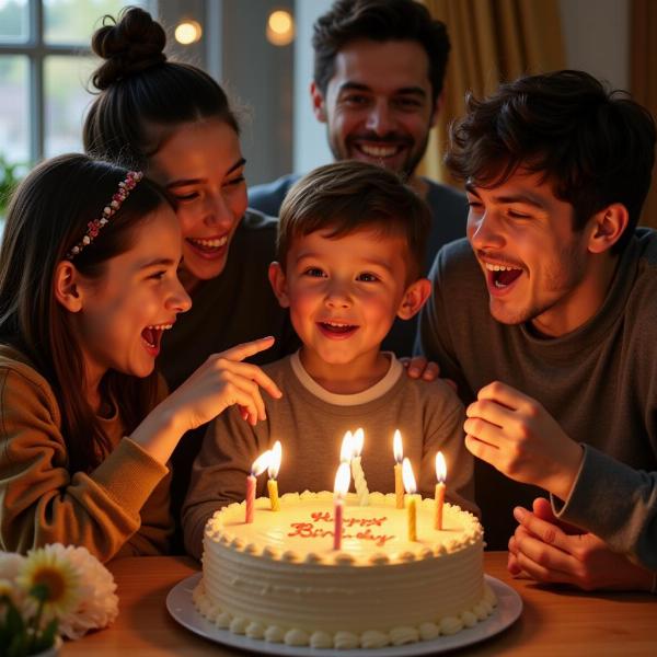 Auguri di compleanno speciali per un figlio: Cắt bánh kem