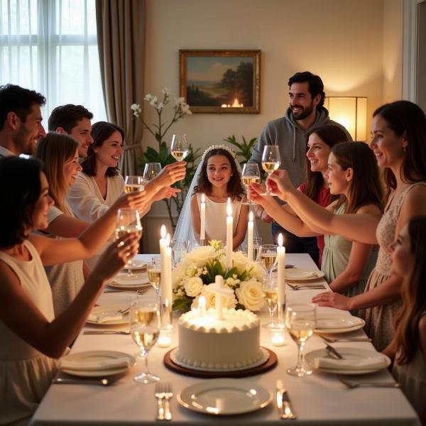 Auguri prima comunione famiglia a pranzo