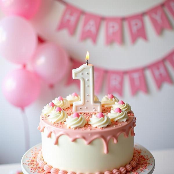 Auguri di primo compleanno per la nipotina con una torta decorata