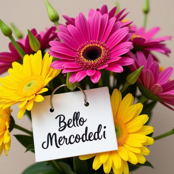 Bó hoa tươi thắm cùng lời chúc "Bello Buon Mercoledì"