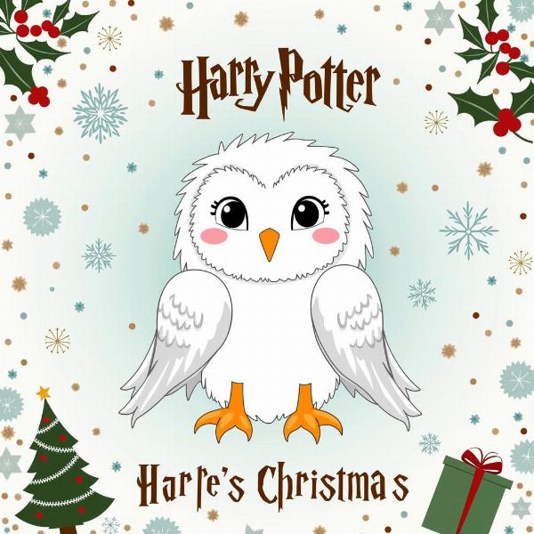 Biglietto auguri Harry Potter di Natale da stampare gratis con Edvige