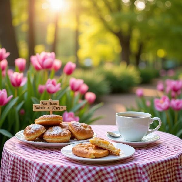 Buon sabato di marzo, colazione in giardino