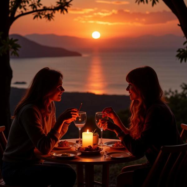 Immagine romantica per augurare buona cena e buona serata