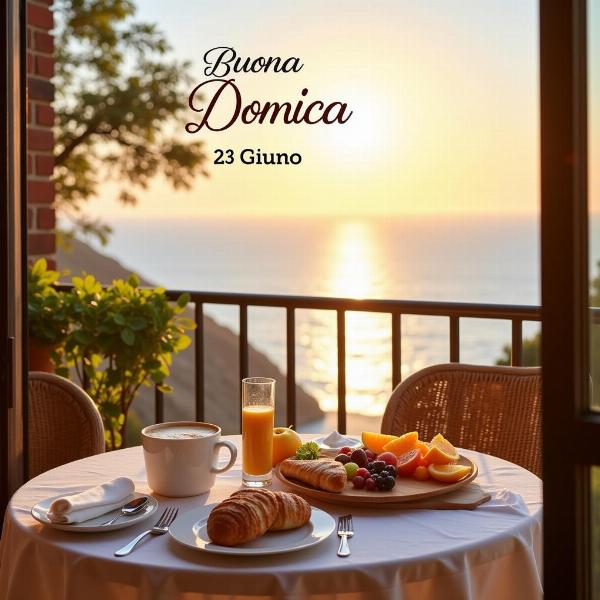 Immagine di buona domenica 23 giugno con colazione vista mare