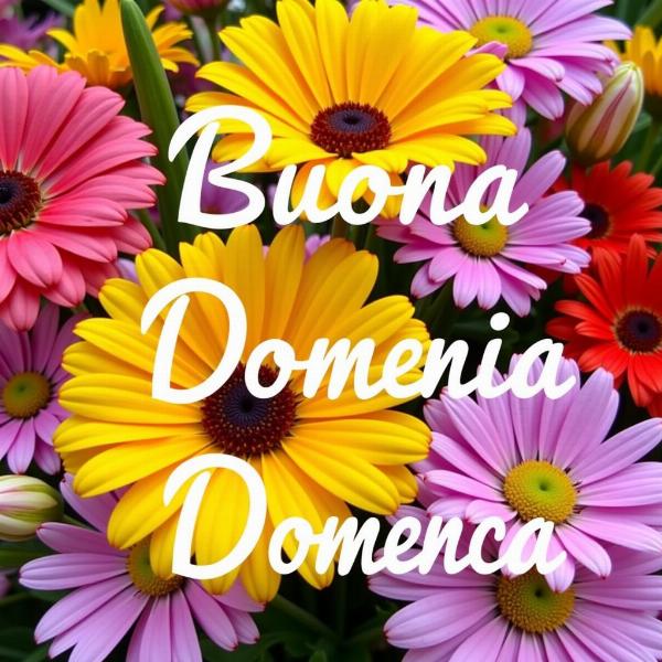 Immagini nuove Buona Domenica con fiori colorati