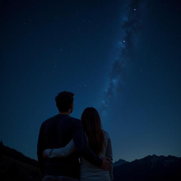 Buona notte con le stelle: Un'immagine romantica di una coppia che guarda le stelle.