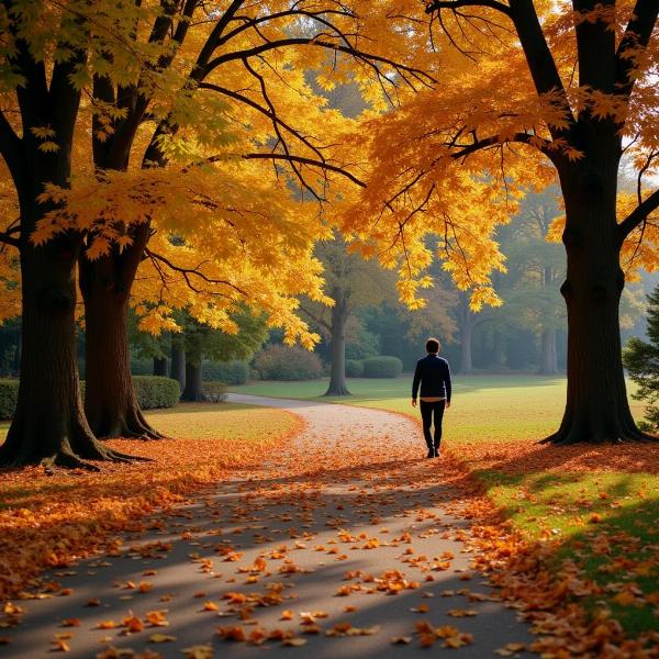 Buongiorno buon mercoledì autunnale: Passeggiata rilassante in un parco autunnale