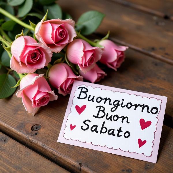 Buongiorno Buon Sabato: Rose e Biglietto Fatto a Mano