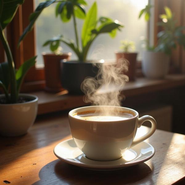 Caffè fumante il lunedì mattina