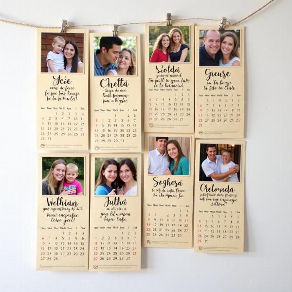 Calendario con frasi personalizzate