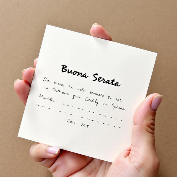 Cartolina buona serata personalizzata con messaggio scritto a mano