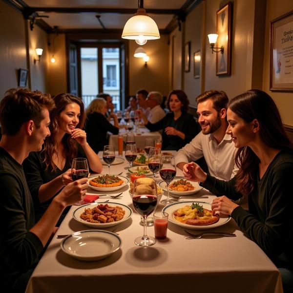 Cena in una trattoria romana con amici