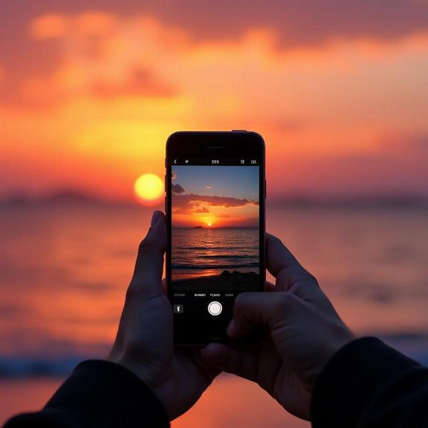 Condividere la foto di un tramonto sui social media