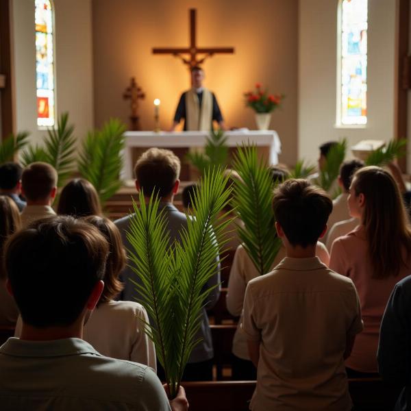 Celebrazione della Domenica delle Palme in chiesa