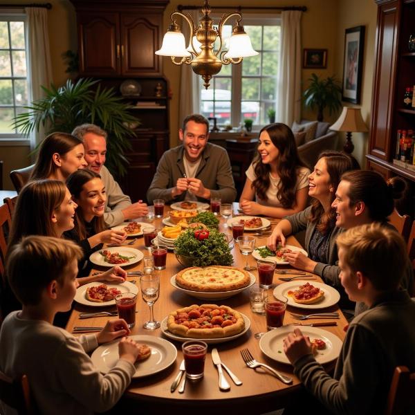 Famiglia italiana riunita per il pranzo domenicale