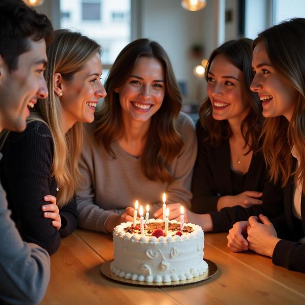 Festa di addio per un collega con una torta