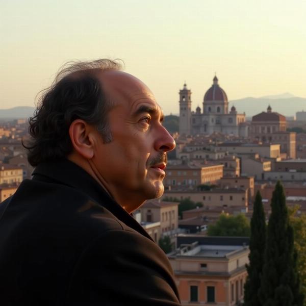 Jep Gambardella contempla Roma nella scena finale de La Grande Bellezza