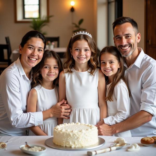 Famiglia che festeggia la Prima Comunione