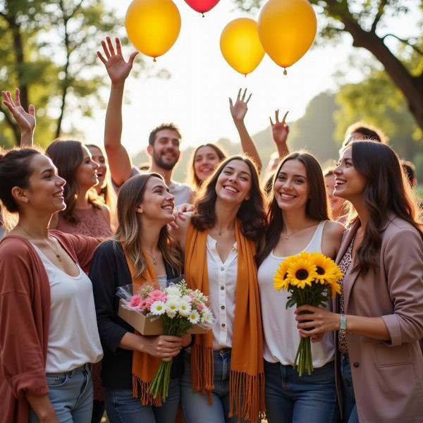 Celebrazione del diploma con amici e famiglia