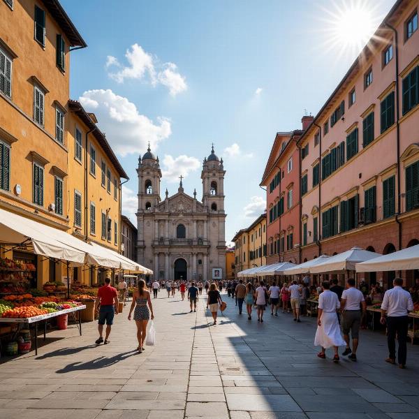 Immagine di una piazza italiana la domenica