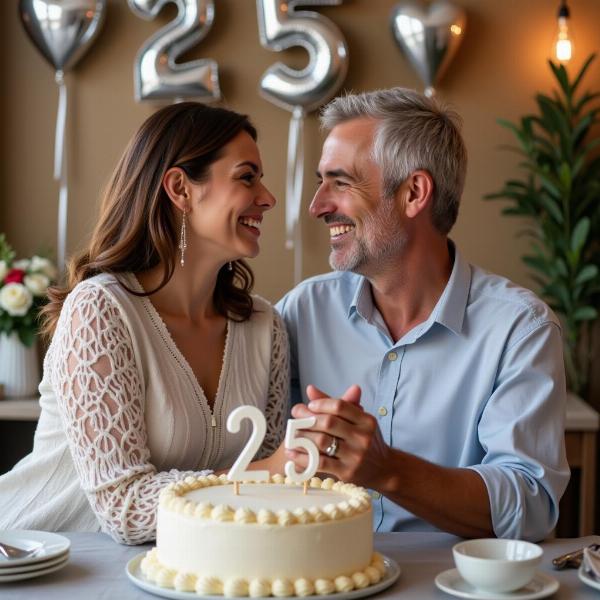 Coppia felice celebra 25 anni di matrimonio