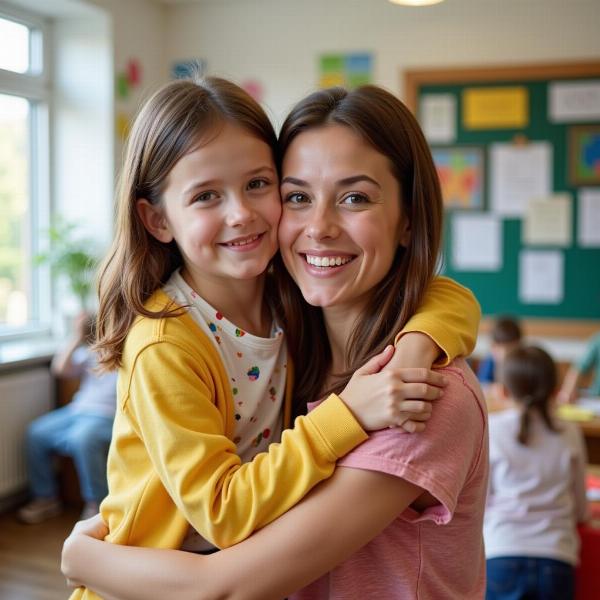 Frasi ringraziamento maestre asilo nido: Un bambino abbraccia la sua maestra.