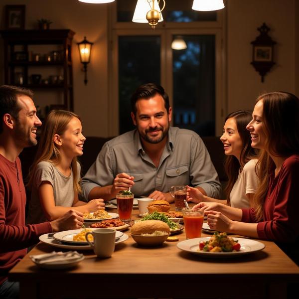 Famiglia riunita per una cena