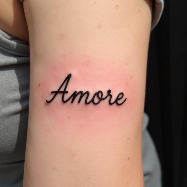 Tatuaggio con la parola "Amore"