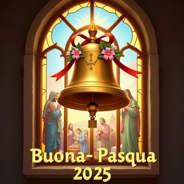 GIF Buona Pasqua 2025 con campana pasquale