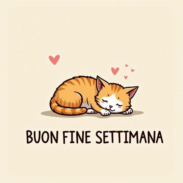 Immagine di un gatto che dorme per augurare buon fine settimana con un tocco di umore