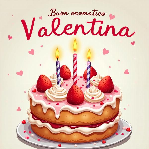 Immagini Buon Onomastico Valentina con Torta di Festeggiamenti