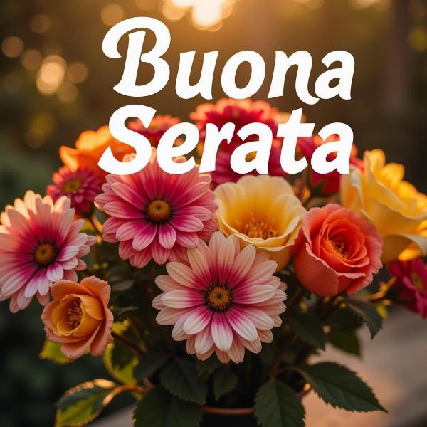 Immagini di buona serata gratis con fiori