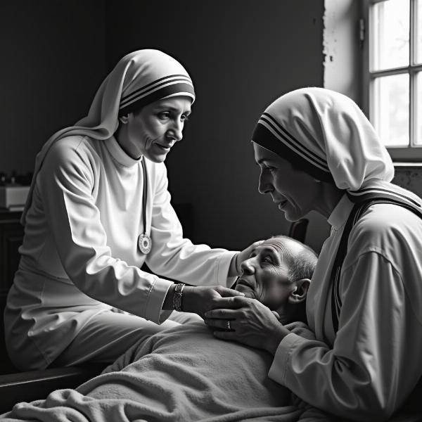 Madre Teresa aiuta un malato