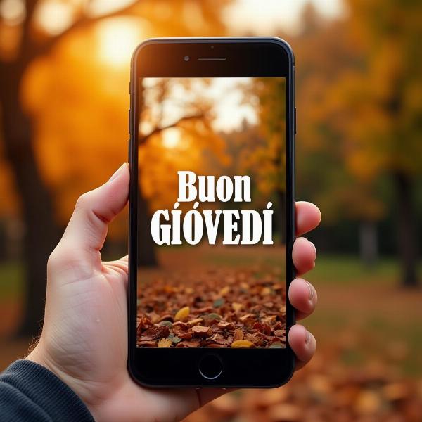 Un telefono cellulare mostra un messaggio di buon giovedì