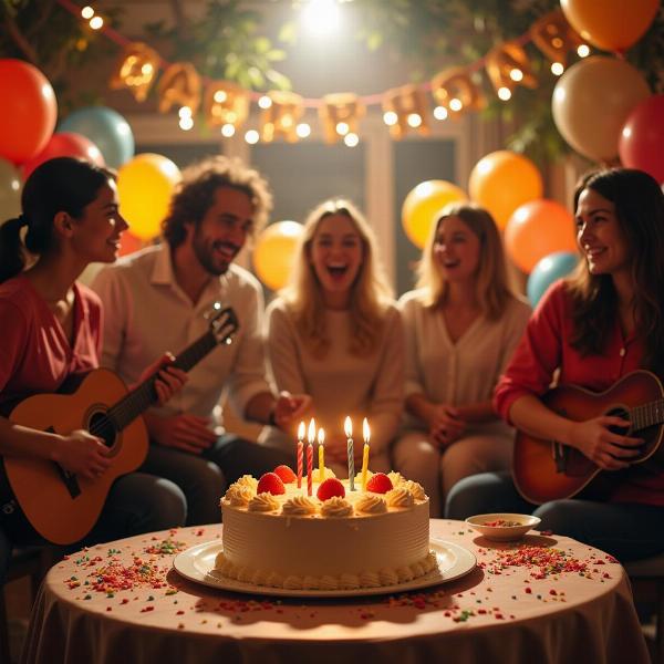 Festa di compleanno con musica e torta