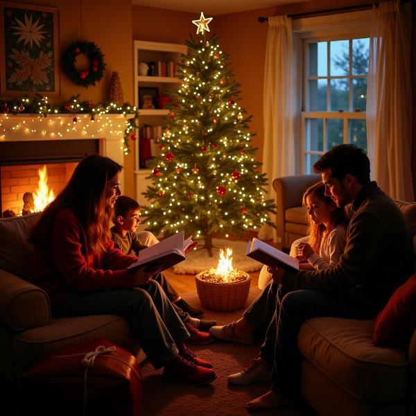 Famiglia che canta canzoni di Natale