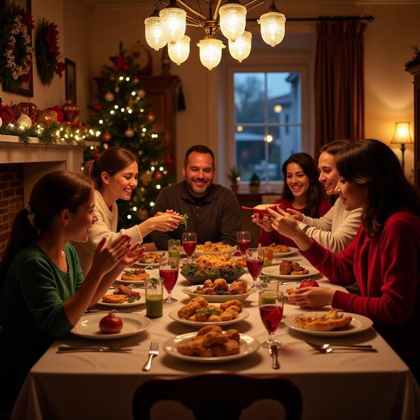 Famiglia italiana riunita per il Natale il 25 dicembre