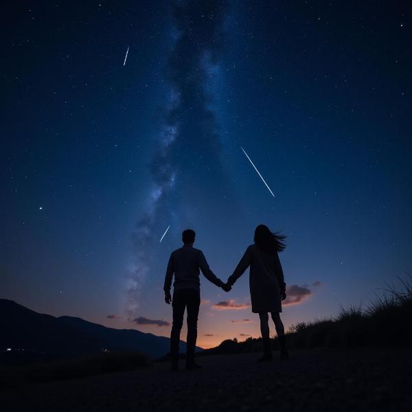 Coppia guarda le stelle cadenti nella notte di San Lorenzo