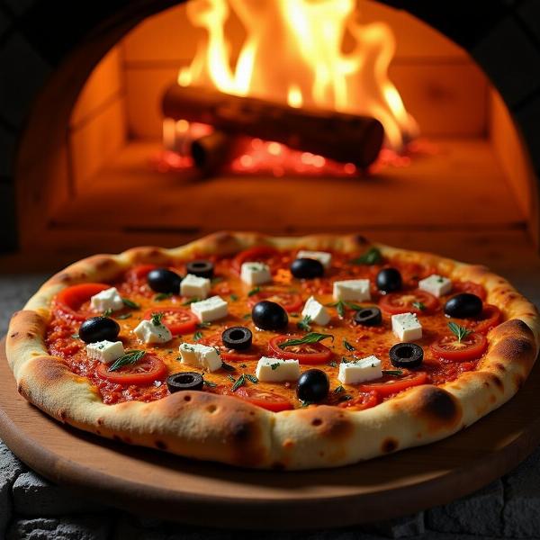 Pizza Greca classica nướng bằng lò củi