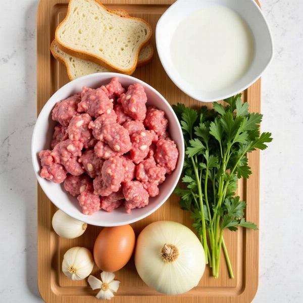 Ingredienti freschi per polpette