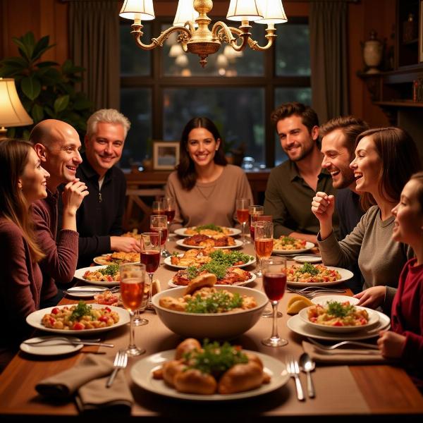 Famiglia italiana riunita per il pranzo della domenica