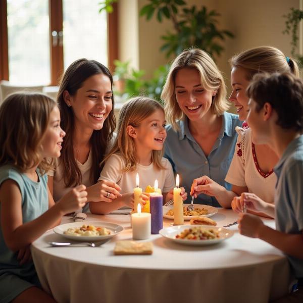 Famiglia che celebra la Prima Comunione o la Cresima