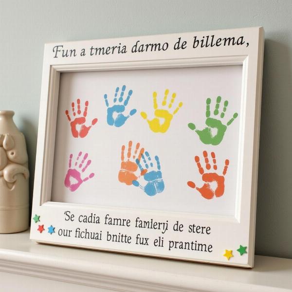 Quadro con impronte delle mani e frase sulla famiglia