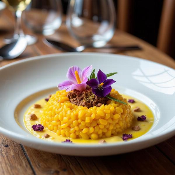 Risotto allo zafferano elegante e raffinato