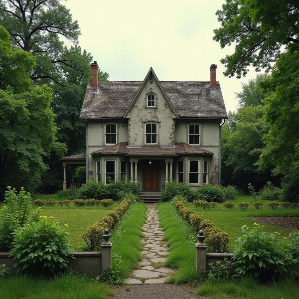 Ritorno al luogo dell'infanzia: Una vecchia casa con giardino.